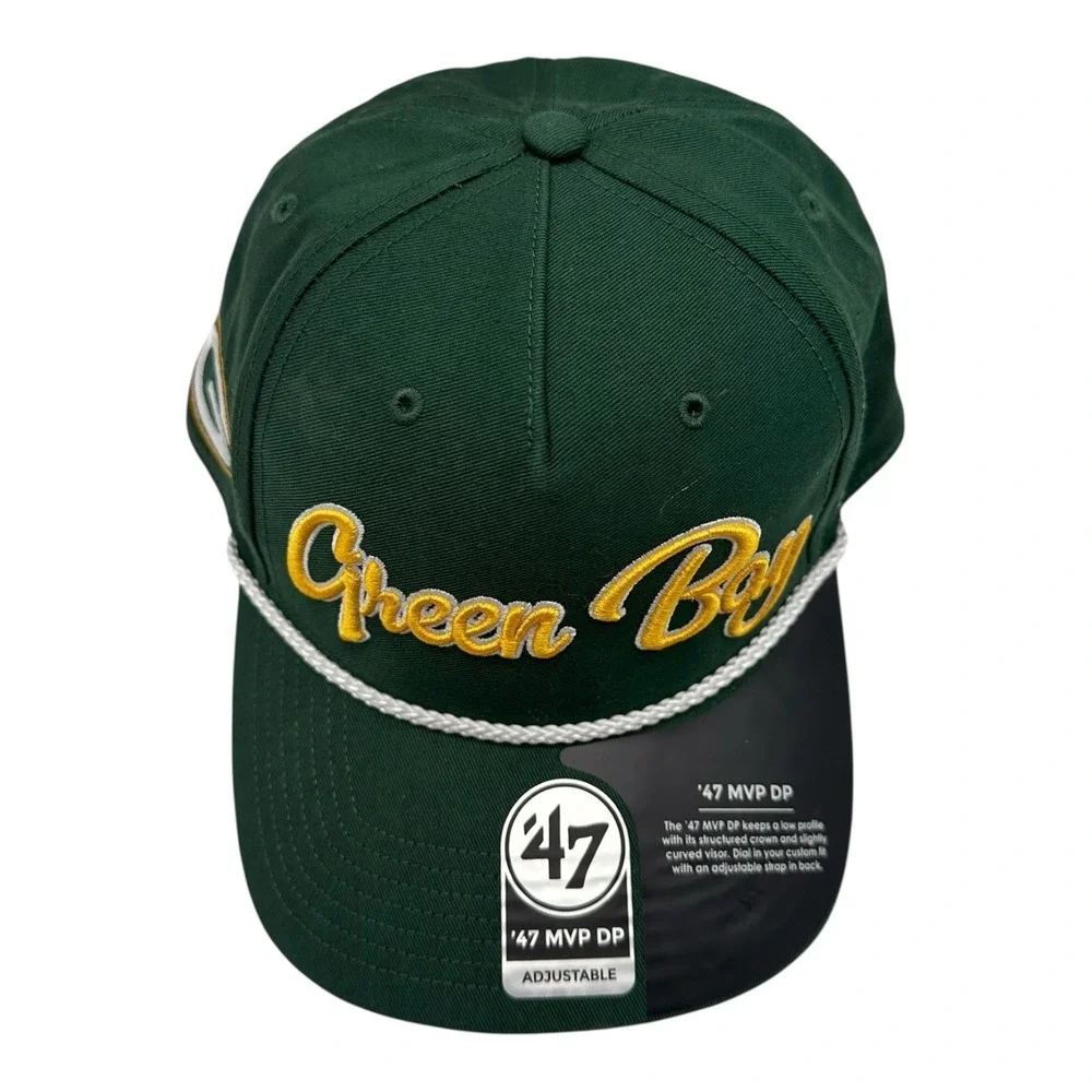 Green Bay Packers '47 Brand MVP DP NFL Overhand Script Snapback Hat Cap‎ New